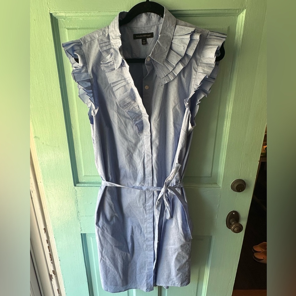 Banana Republic Light Blue Ruffled Mini Dress